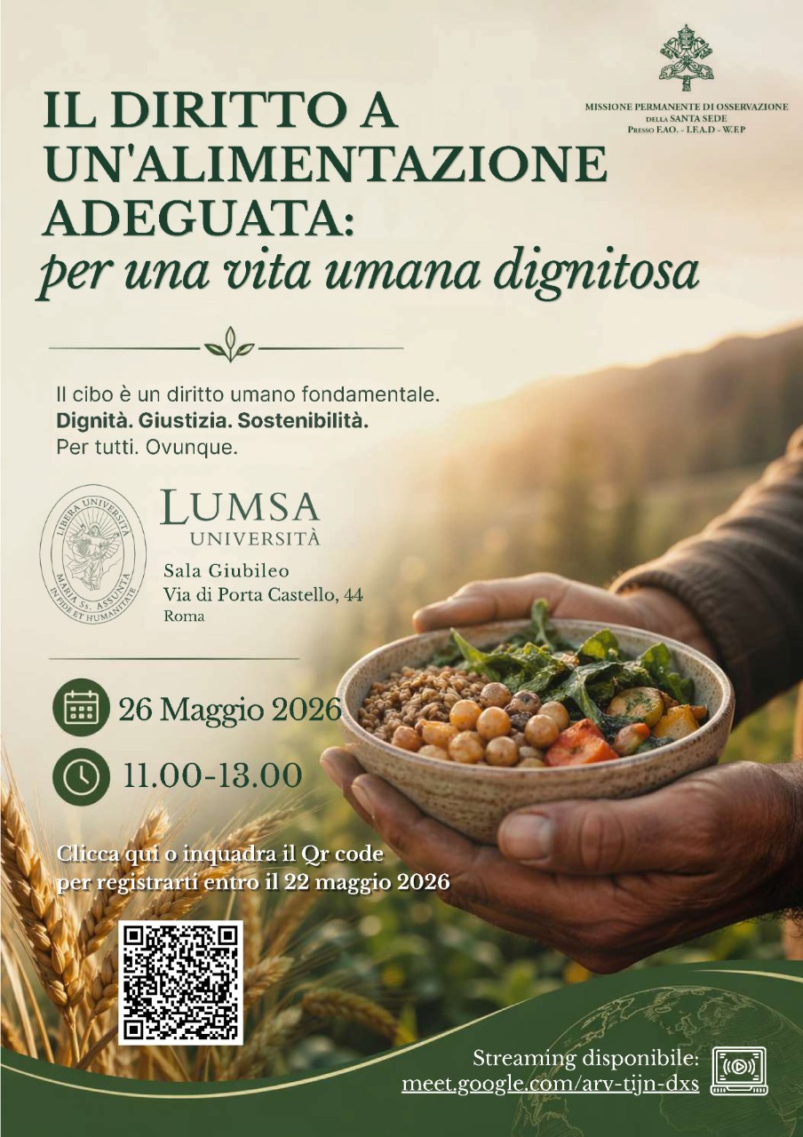 Seminario - Il diritto a un'alimentazione adeguata: per una vita dignitosa